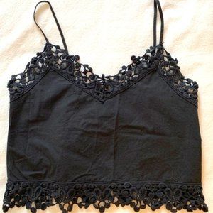Melrose and Market black floral lace crop top Anthropologie